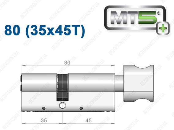 Циліндр Mul-T-Lock MT5+ з тумблером 80 мм (35x45T)