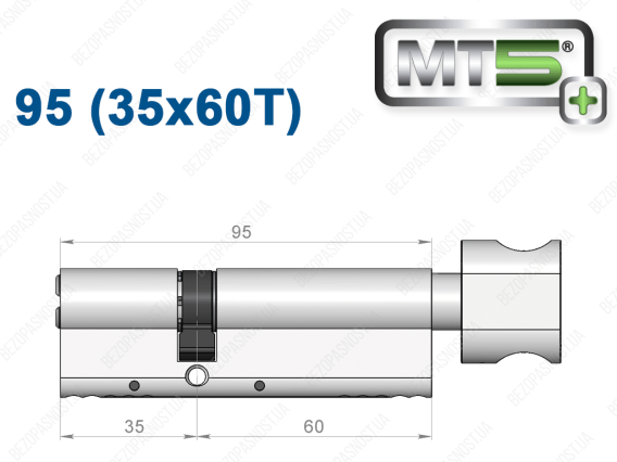 Цилиндр Mul-T-Lock MT5+ с тумблером 95 мм (35x60T)