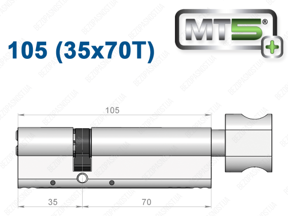 Цилиндр Mul-T-Lock MT5+ с тумблером 105 мм (35x70T)