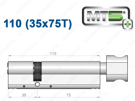 Цилиндр Mul-T-Lock MT5+ с тумблером 110 мм (35x75T)