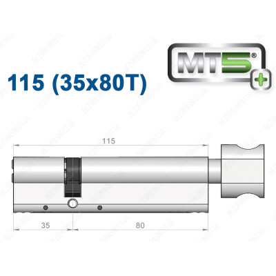 Циліндр Mul-T-Lock MT5+ з тумблером 115 мм (35x80T)