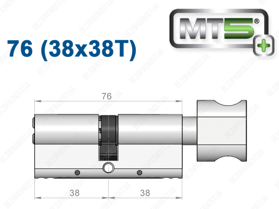 Циліндр Mul-T-Lock MT5+ з тумблером 76 мм (38x38T)