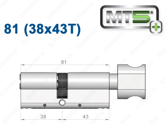 Цилиндр Mul-T-Lock MT5+ с тумблером 81 мм (38x43T)