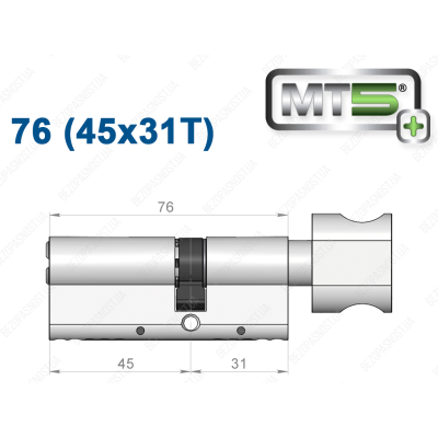 Циліндр Mul-T-Lock MT5+ з тумблером 76 мм (45x31T)