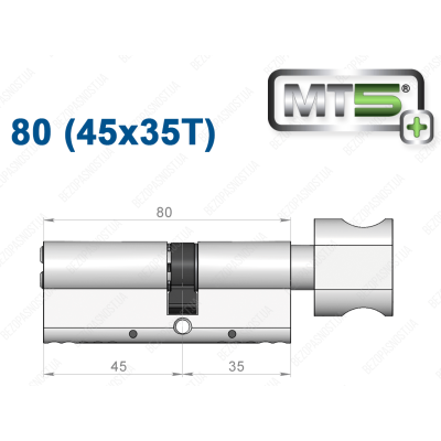 Циліндр Mul-T-Lock MT5+ з тумблером 80 мм (45x35T)