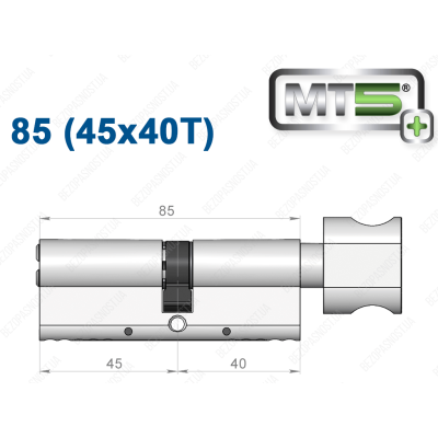 Циліндр Mul-T-Lock MT5+ з тумблером 85 мм (45x40T)