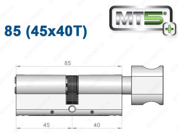 Цилиндр Mul-T-Lock MT5+ с тумблером 85 мм (45x40T)