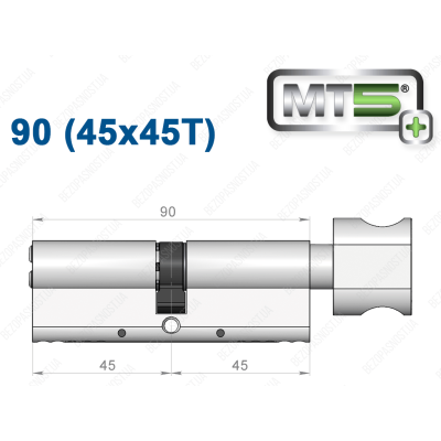 Циліндр Mul-T-Lock MT5+ з тумблером 90 мм (45x45T)