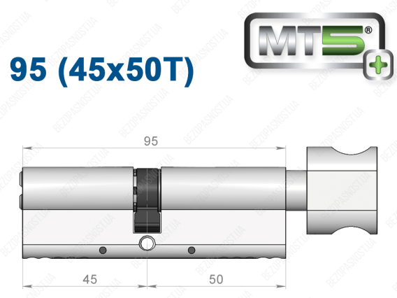 Цилиндр Mul-T-Lock MT5+ с тумблером 95 мм (45x50T)