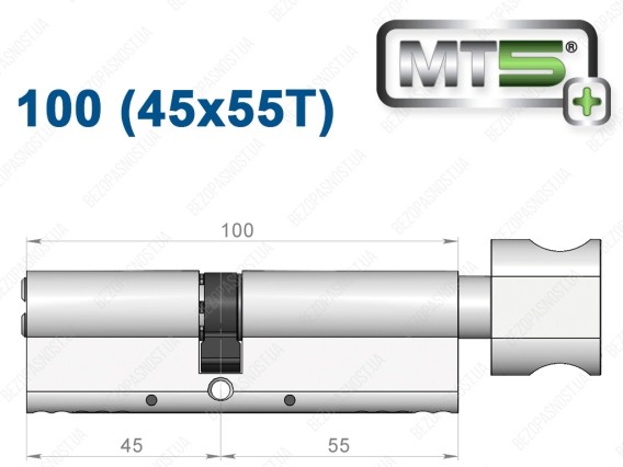 Цилиндр Mul-T-Lock MT5+ с тумблером 100 мм (45x55T)