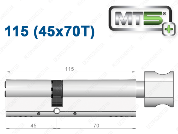 Цилиндр Mul-T-Lock MT5+ с тумблером 115 мм (45x70T)