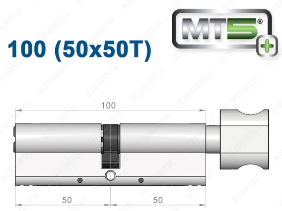 Цилиндр Mul-T-Lock MT5+ с тумблером 100 мм (50x50T)