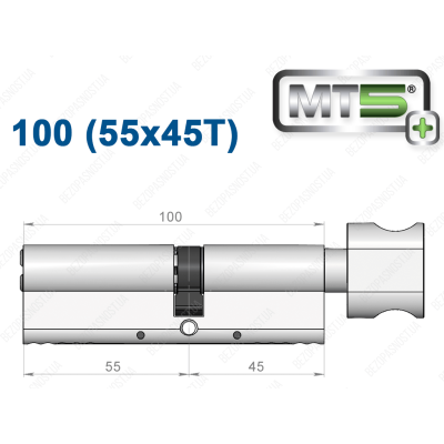 Цилиндр Mul-T-Lock MT5+ с тумблером 100 мм (55x45T)