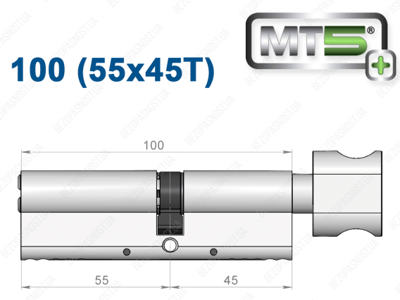 Цилиндр Mul-T-Lock MT5+ с тумблером 100 мм (55x45T)