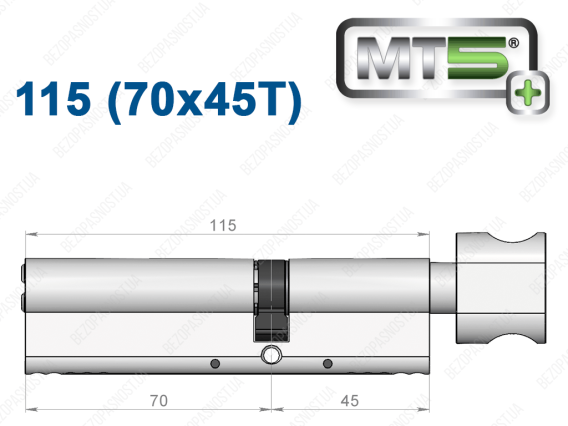 Цилиндр Mul-T-Lock MT5+ с тумблером 115 мм (70x45T)