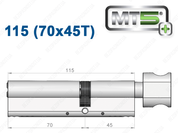 Циліндр Mul-T-Lock MT5+ з тумблером 115 мм (70x45T)