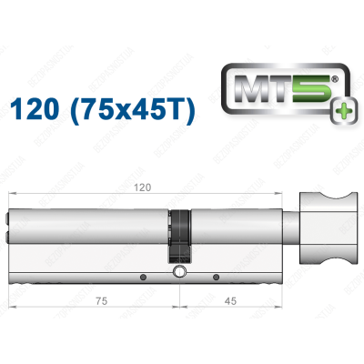 Циліндр Mul-T-Lock MT5+ з тумблером 120 мм (75x45T)