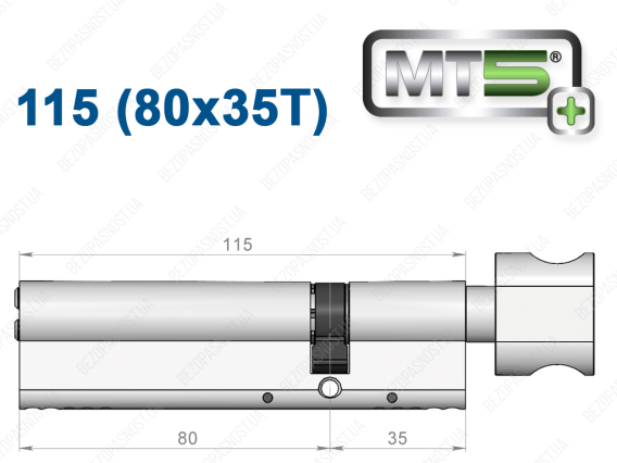 Цилиндр Mul-T-Lock MT5+ с тумблером 115 мм (80x35T)