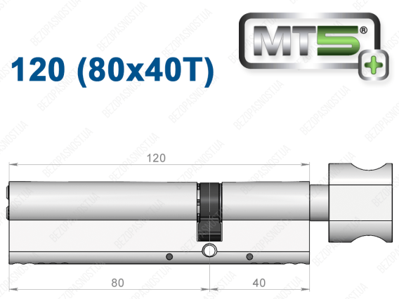 Циліндр Mul-T-Lock MT5+ з тумблером 120 мм (80x40T)